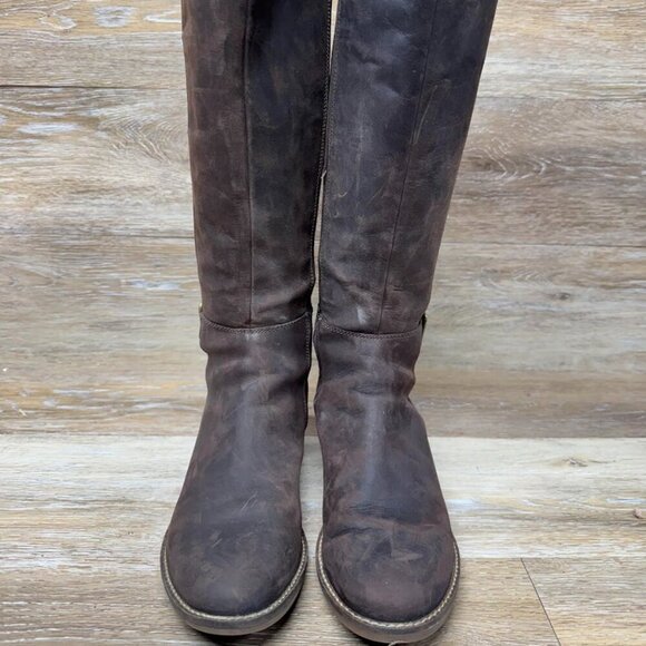 Clarks Camzin Branch Brown Leather Knee High Boots Women's SIze 7 - Picture 2 of 8